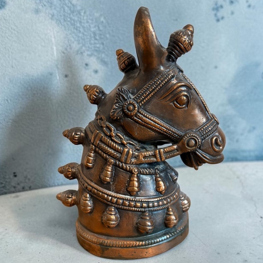 Vintage Indian Bronze Horse Head Bust Ornate Ceremonial Equestrian Sculpture 10"